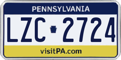 PA license plate LZC2724