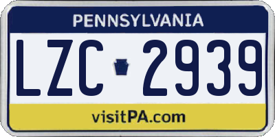 PA license plate LZC2939