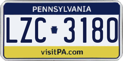 PA license plate LZC3180