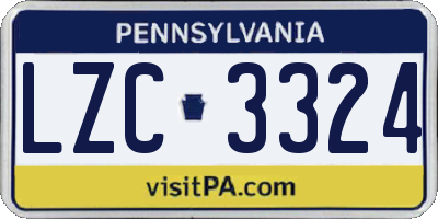 PA license plate LZC3324