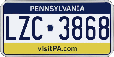 PA license plate LZC3868