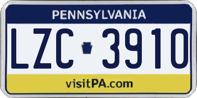 PA license plate LZC3910