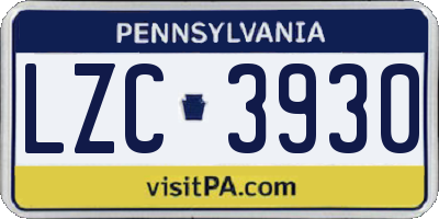 PA license plate LZC3930