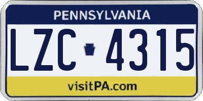 PA license plate LZC4315