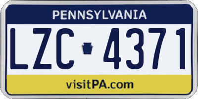 PA license plate LZC4371