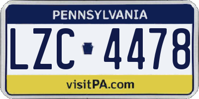 PA license plate LZC4478