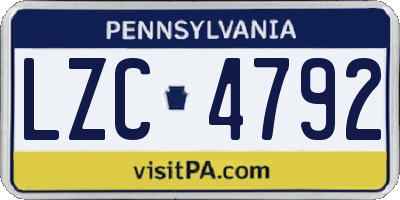 PA license plate LZC4792