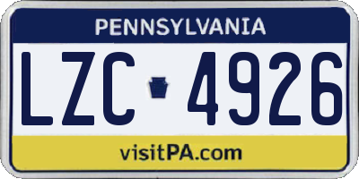 PA license plate LZC4926