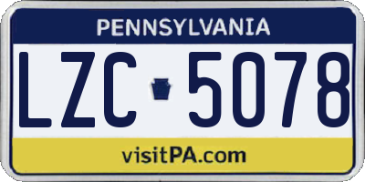 PA license plate LZC5078