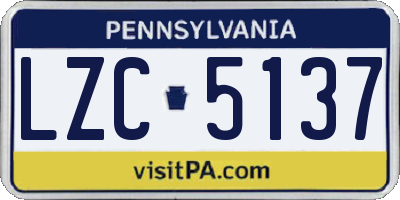 PA license plate LZC5137