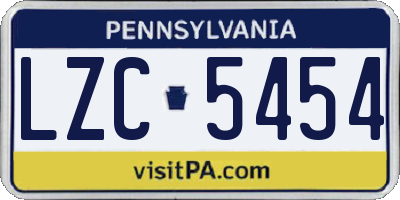 PA license plate LZC5454