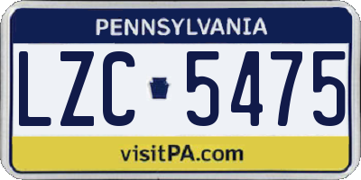 PA license plate LZC5475