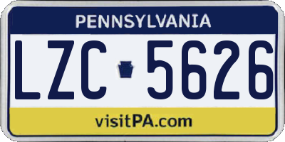 PA license plate LZC5626