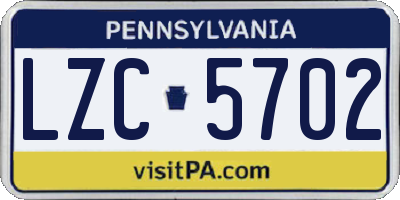PA license plate LZC5702