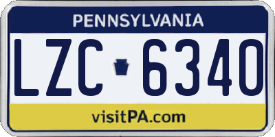 PA license plate LZC6340