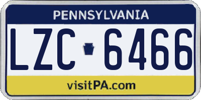 PA license plate LZC6466