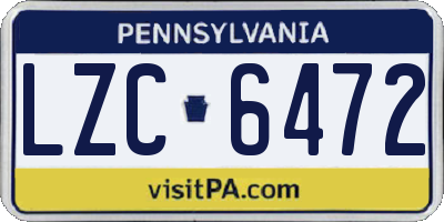 PA license plate LZC6472