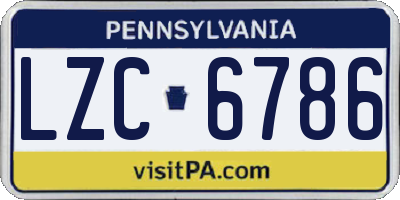 PA license plate LZC6786