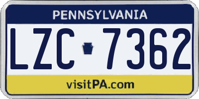 PA license plate LZC7362