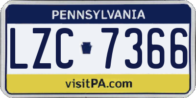 PA license plate LZC7366