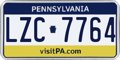 PA license plate LZC7764