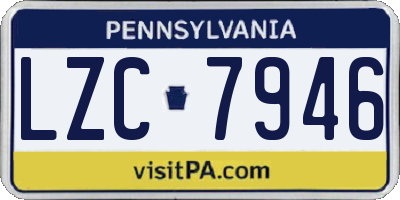 PA license plate LZC7946