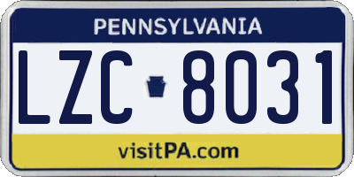 PA license plate LZC8031
