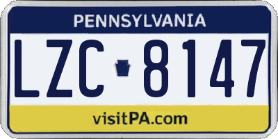 PA license plate LZC8147