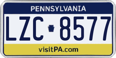 PA license plate LZC8577