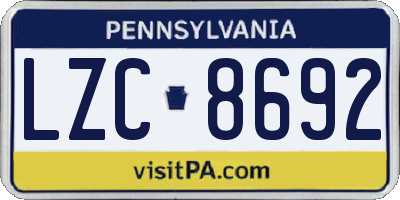 PA license plate LZC8692
