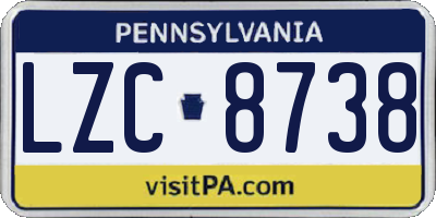 PA license plate LZC8738