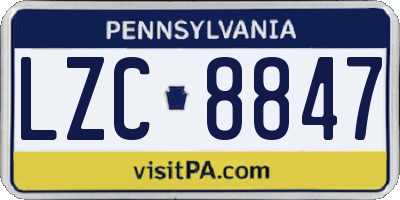 PA license plate LZC8847
