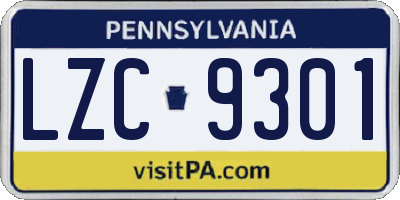 PA license plate LZC9301