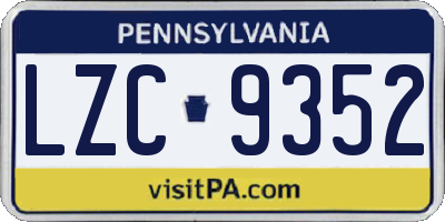 PA license plate LZC9352