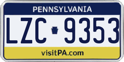 PA license plate LZC9353