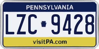 PA license plate LZC9428