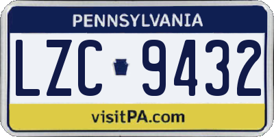 PA license plate LZC9432