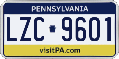 PA license plate LZC9601
