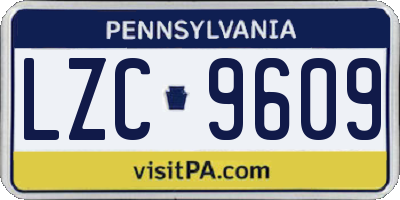 PA license plate LZC9609