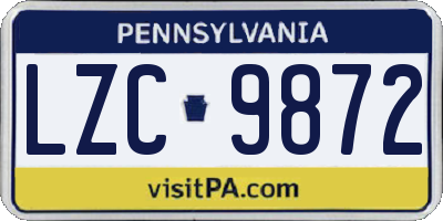 PA license plate LZC9872