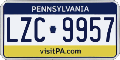 PA license plate LZC9957