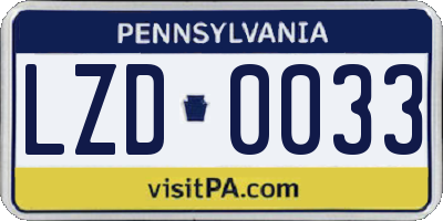 PA license plate LZD0033