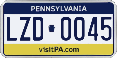 PA license plate LZD0045
