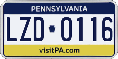 PA license plate LZD0116