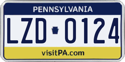PA license plate LZD0124