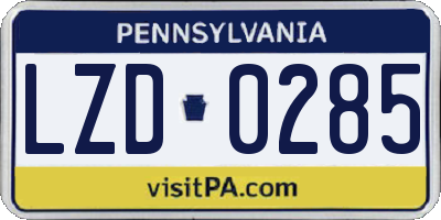 PA license plate LZD0285