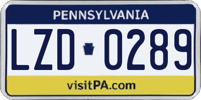 PA license plate LZD0289