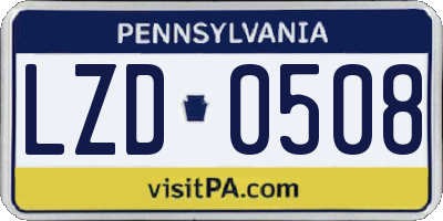 PA license plate LZD0508
