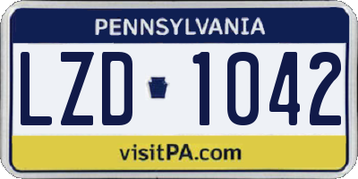 PA license plate LZD1042