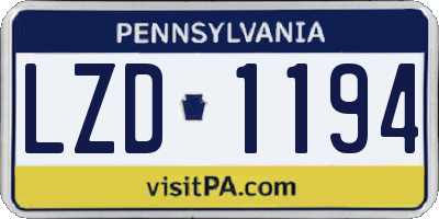 PA license plate LZD1194